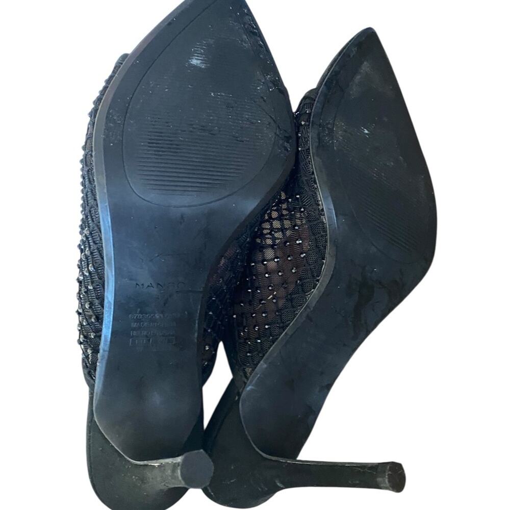 Mango Black Mesh Beaded Slip On Mule Heels Size 37 US size 6.5 - Picture 10 of 10